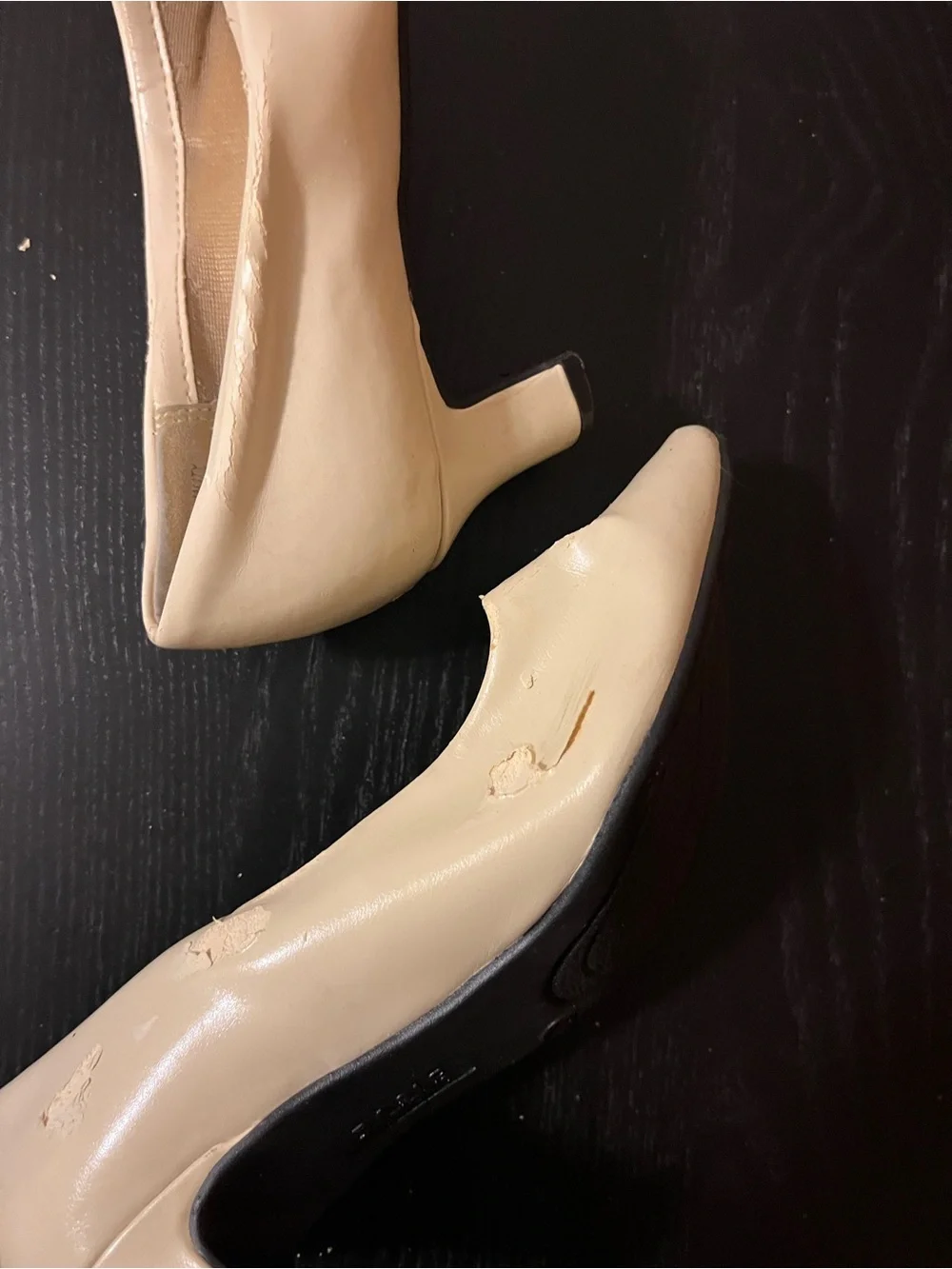 Basic Editions Beige Cream Kitten Heels Pumps Slip On Shoes Size 5W Wide